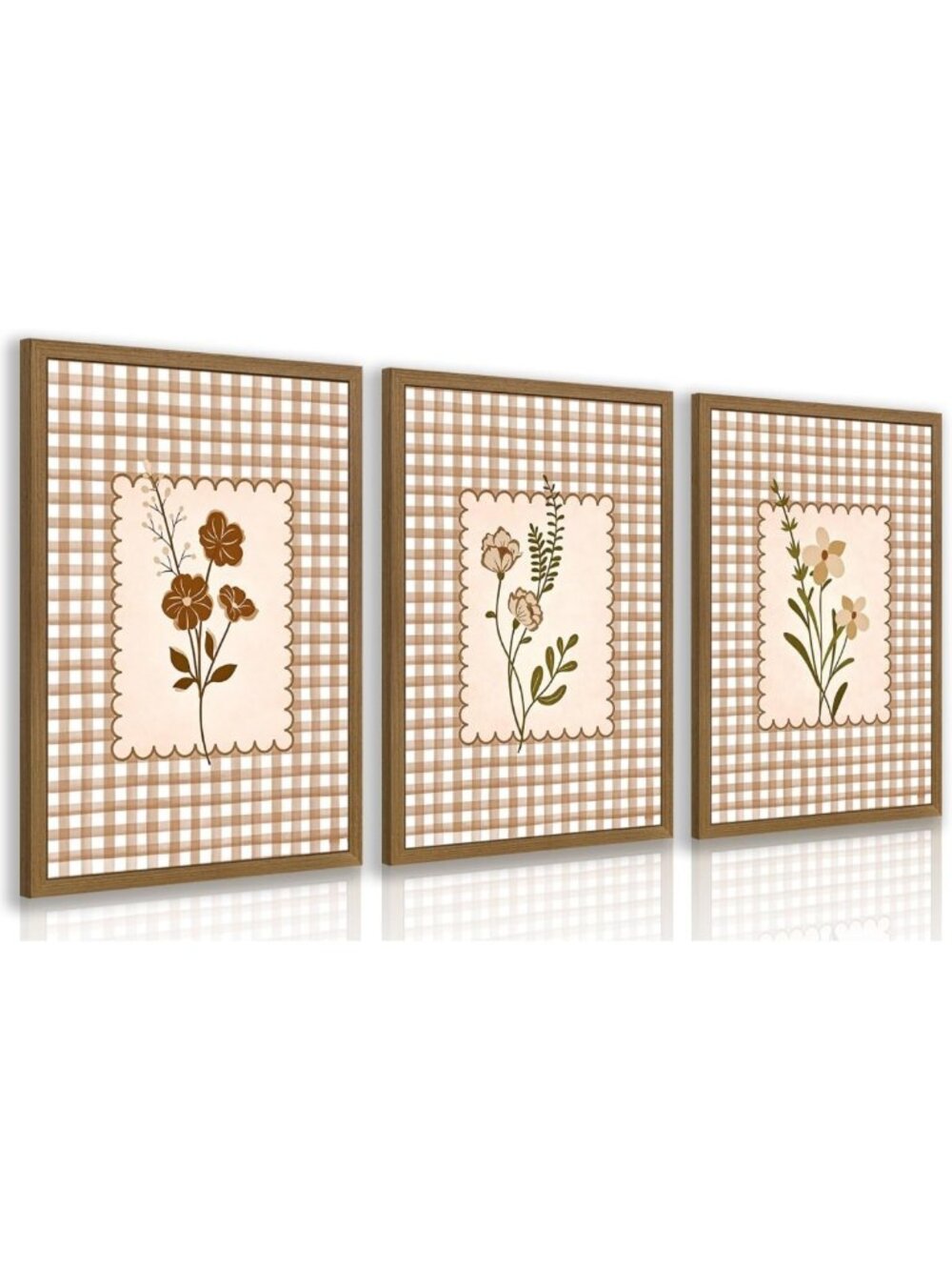 Cottagecore Floral Wall Art Set of 3 - Vintage Botanical Prints, Rustic Decor